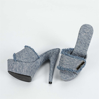 2025 été série Denim bleu talon haut mode sandales pour femmes semelle épaisse hauteur augmentant pour la scène de fête talon haut