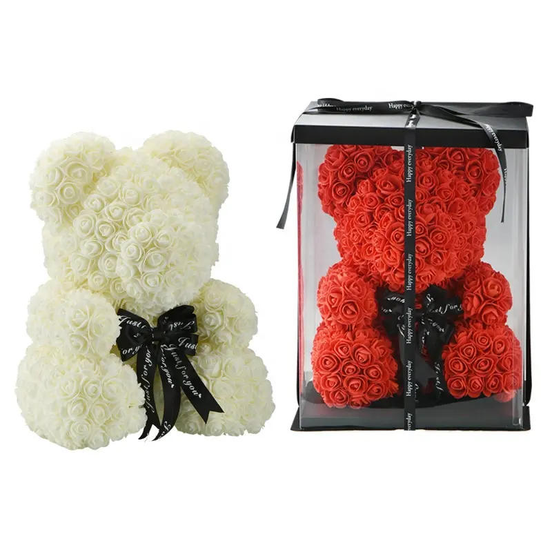 OurWarm Hot Sale Customize Valentines Day Gift Forever Eternal Mothers Day Gifts Rose Teddy Bear With Gift Box