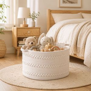 Cotton Rope Woven Storage <b>Basket</b> Round Handmade For Toys Organizing Household Use - Product Image 4