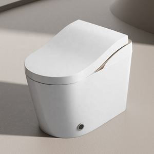 WC intelligent ergonomique haut de gamme en céramique dorée, sans réservoir, à fixation au sol, avec télécommande - Product Image 2