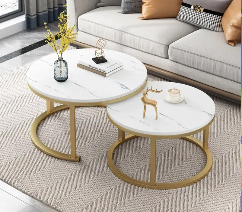 大理石の質感のウッドトップミニマリストオフィスホームリビングルームソファ家具高級コーヒーテーブル