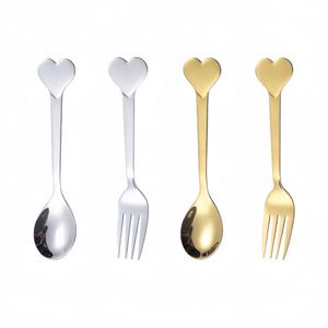 Tenedores de Postre en Forma de Corazón, Mini, de Acero Inoxidable, Dorados, para Café y Espresso, Venta al Por Mayor Personalizada - Product Image 3