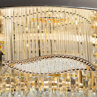 Lustre à Led rond doré, décoration classique, hôtel, café, cristal, Restaurant, plafonnier suspendu