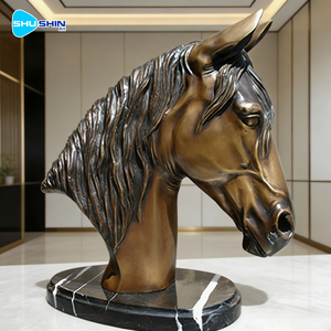 Esculturas Realistas e Imponentes de Cabeza de Caballo en Bronce Fundido con Impresión UV, Decoración Moderna para el Hogar - Product Image 4