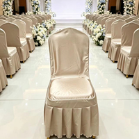 Housse de chaise de banquet en polyester avec jupe, non extensible, ajustée, pour la décoration d'hôtels, de mariages et d'événements