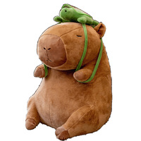 Logo personnalisé poupée en peluche Capybara portant une tortue géante grande taille nez qui coule Capybara en peluche dessin animé décoration d'oreiller