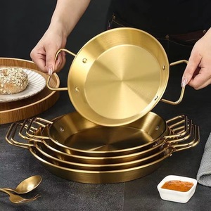 Barbacoa gruesa con orejas dobles, olla dorada, bandejas de comida multiusos, sartenes de paella, sartén plana de 40 cm <span class=keywords><strong>para</strong></span> uso en la cocina - Product Image 4