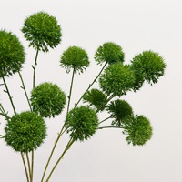 Bunga Bola Daun Bawang Buatan 3 Kepala, Bunga Bola Dandelion, Dianthus Hijau, Aksesoris Bunga Bergaya Hutan, Dekorasi Bunga Rumah