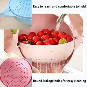 Cesta de Plástico Ecológica de Doble Capa Moderna y Creativa con Orificios para Lavar Frutas y Verduras, Cepillos de Limpieza, Colador de Cocina - Product Image 3