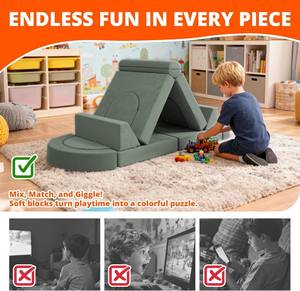 Canapé modulaire pour enfants 16 pièces, canapé pour tout-petits, blocs de jeu pour salle de jeux, chambre à coucher, avec coussin en mousse convertible pour garçons et filles - Product Image 6
