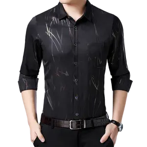 Großhandel Korea Stil Langarm Slim Fit Herren Print Bluse Shirt