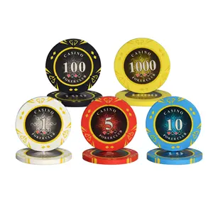 2019 neue Art profession elle Großhandel Ton Jeton Laser Aufkleber Metalle insatz Diamant Casino Poker Chips