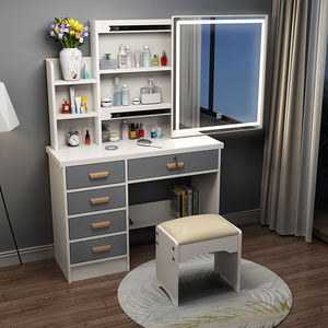 Tocador de Maquillaje Plegable de Madera Maciza Moderna con Gabinete de Almacenamiento, Ahorro de Espacio, Económico, para Dormitorio - Product Image 5