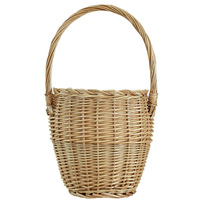 Panier à fleurs vintage en osier tressé à la main, avec poignée ovale, pour rangement et décoration intérieure, durable, multifonctionnel, écologique, portable, taille moyenne