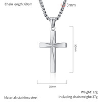 Kalung Liontin Salib Sederhana Trendy dari Baja Anti Karat, Perhiasan Kristen untuk Pria, Grosir, Religius, Geometris Baru