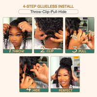 Perruques Yaki 360 Lace Front en Cheveux Humains avec Cordon Invisible Pré-Blanchi, Dentelle Pré-Coupée et Pré-Épilée pour Femmes Noires