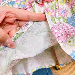 हॉट सेलिंग कैजुअल कपड़ों में मीठे लंबे स्लीव पुष्प प्रिंट कपड़े पहने हुए कपड़े पहने जींस पैंट लड़की के लिए <span class=keywords><strong>2</strong></span> टुकड़े - Product Image 4