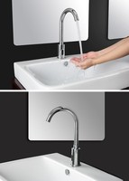 Nouvelle arrivée : Robinet de lavabo en acier inoxydable à double alimentation, sans contact, en céramique, de qualité supérieure pour salle de bain