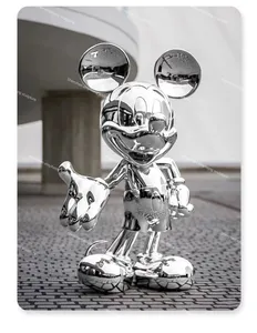 Mickey heykel yaşam boyutu fiberglas Mickey Mouse heykelleri boyama Mickey heykel ev dekorasyon için