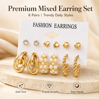 Ensemble de boucles d'oreilles pendantes tendance, plaqué or, en alliage torsadé, créoles lisses et épaisses pour femmes