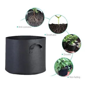 Wholesale Cheap Price 1-100 Gallon Round Fabric Non-woven garden plant Grow Bags Indoor Garden Fabric Grow Pot