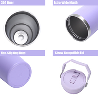 Thermos en acier inoxydable portable de 20 oz et 30 oz, anti-fuite, pour l'extérieur, bouteille d'eau de voyage avec paille, gobelet isotherme pour voiture
