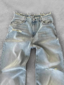 Jeans en denim vintage à taille mi-haute et lavage moyen pour hommes et femmes, style décontracté et tendance de la rue - Product Image 3