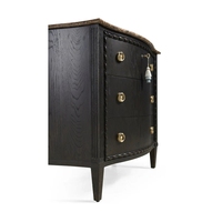 Meuble de rangement moderne en bois noir fait main à 3 tiroirs pour chambre, hôtel, salon