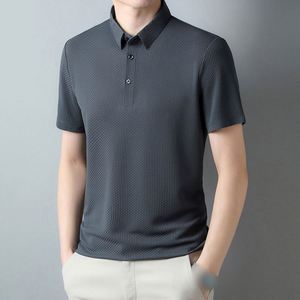 Nouveau <span class=keywords><strong>Polo</strong></span> d'été en Soie Glacée pour Homme, T-shirt Décontracté à Manches Courtes avec Col Jacquard et Infroissable - Product Image 3