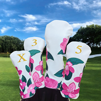 Housse de tête de club de golf style Masters en cuir PU de haute qualité à motif floral pour Driver, Fairway, Hybride, Putter – Vente en gros