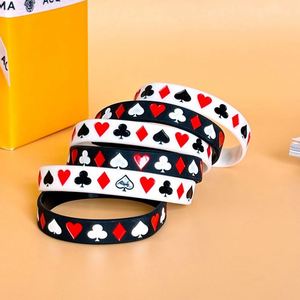 Bracelet de sport en silicone style poker avec motif de jeu de cartes de danse de rue, bracelet en caoutchouc rempli d'encre pour promotions - Product Image 4