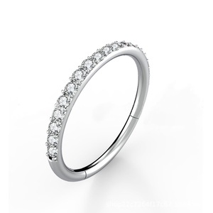 Stainless Steel Diamond Encrusted Nose <b>Ring</b> <b>Circle</b> Shape Zircon Inlay Channel Setting Septum Piercing Jewelry Gift - Product Image 2