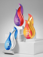 Trophées individuels pour équipes de championnat, design créatif sur le thème des flammes, conception gratuite, parfaits pour les trophées de récompense