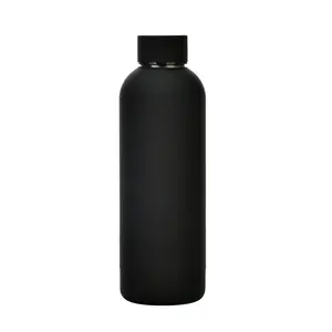 कस्टम लोगो पानी की बोतलें फिटनेस मुलायम टच रबर पेंट स्वस्थ BPA मुक्त निर्वात पानी की बोतलें स्टेनलेस स्टील अछूता