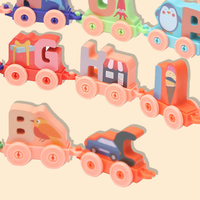 Personnalisé 26 Lettres Mini Train Ensembles Dessin Animé Alphabet Blocs de Construction Puzzle Jeu Apprentissage Jouets Éducatifs pour Enfants Garçons Filles