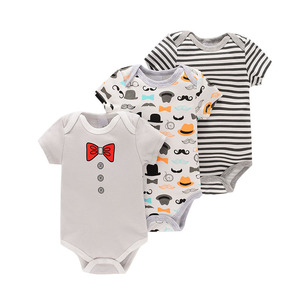Venta al por mayor Mixed New Born Cute Short Sleeve Spring Cotton Infant Baby Boys Girls stock lotes Mamelucos 3Pcs Set - Product Image 4