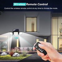 Lámpara de Seguridad LED Solar para Exteriores IP67 de 2500LM con Control Remoto, Sensor de Movimiento de 3 Cabezas, Ángulo Amplio de 270°, Luz de Pared de 6000K