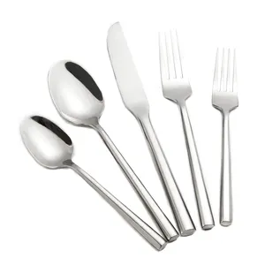 Restaurant Home Silverware Flatware Stainless Steel Silver Cubiertos Cutlery Sets