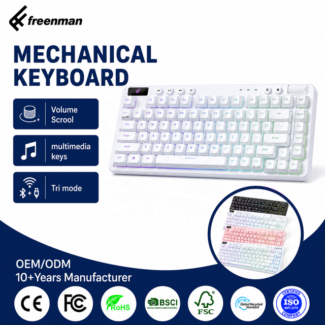 Hot Swap Tri-Mode  2.4G Wireless Mechanical Keyboard Gaming Keyboard with Blue Switch for PC Laptop Gamer