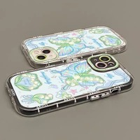 Étui de téléphone portable avec motif de papillon rose, protection 360° pour 16 Pro pour 15 Pro Max