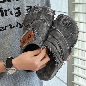 Men's Women Summer Outdoor Flat Mules <b>Sandals</b> Denim Upper Lightweight Slip-On Retro Breathable Beach Walking - Product Image 2