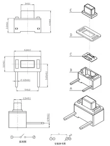 Direkt verkauf ab Werk 3*6*4,3 Seite zwei Fuß Taktiler Schalter Seitlicher Druck 2-poliger Knopf Micro Tact Switch für elektronische Produkte