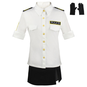 Disfraz de Cosplay de Oficial de Policía Femenina, Conjunto de Camisa Blanca y Falda Negra con Guantes, Traje para Juego de Roles - Product Image 1