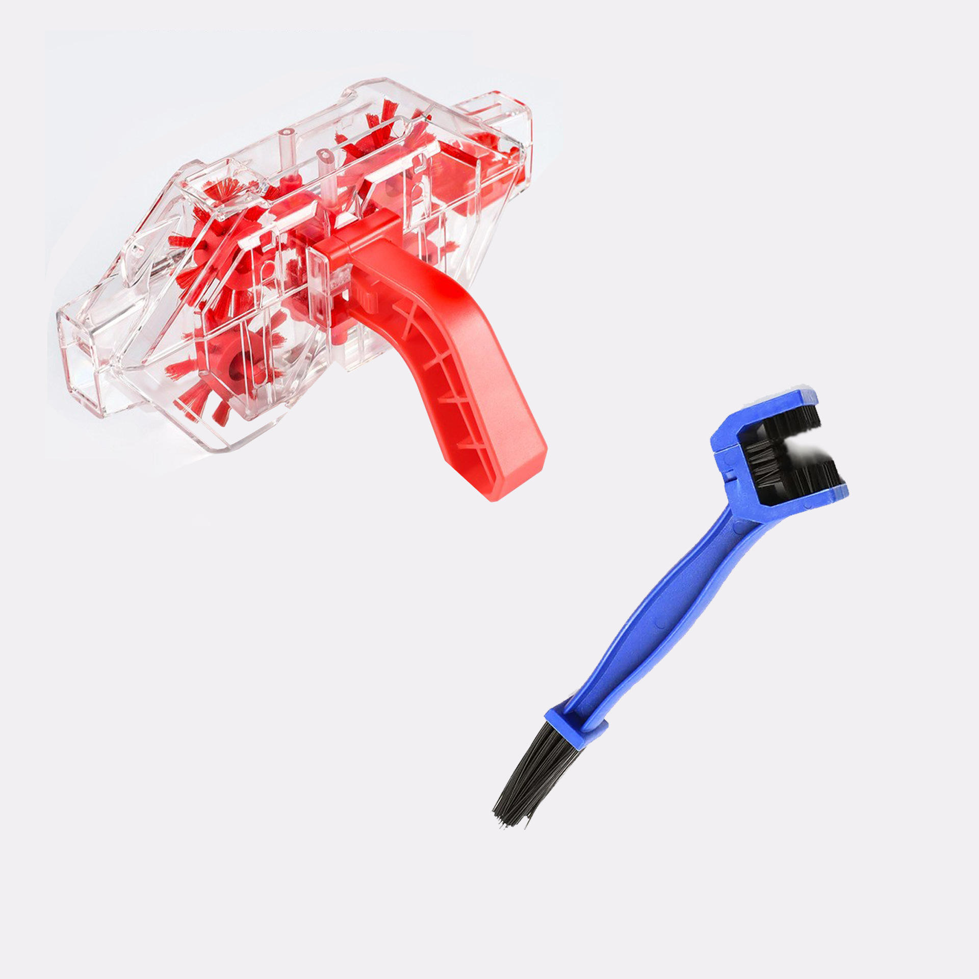 Transparent chain washer + large blue brush