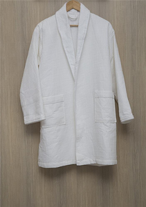 Peignoirs de bain gaufrés en coton doublé d'hôtel blanc pour hommes/femmes cordon respirant thermique luxe romantique pour l'été hiver - Product Image 3