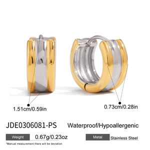 ต่างหูห่วงสองสี J&D Fashion ชุบทอง 18K สแตนเลสสตีล สีทองและสีเงิน ต่างหูสามชั้นแบบกว้าง - Product Image 6