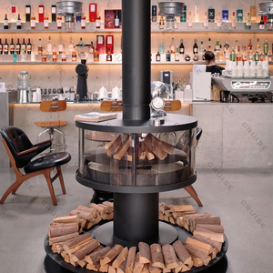 Caminetto <span class=keywords><strong>a</strong></span> <span class=keywords><strong>Gas</strong></span> Decorativo Centrale in Legno e Metallo <span class=keywords><strong>di</strong></span> Grado Commerciale per Bar, Hotel e Lobby - Product Image 1