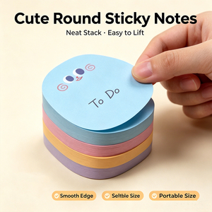Blocs-notes autocollants ronds mignons SK, colorés, à motifs de dessins animés, faciles à décoller, pour l'école - Product Image 5