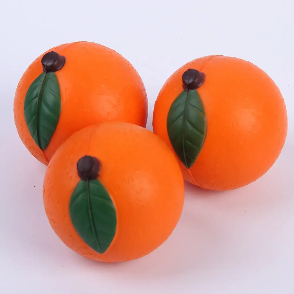 Bán buôn PU bọt trái cây cam căng thẳng bóng Cá nhân hoá biểu tượng tùy chỉnh mềm trái cây hình căng thẳng bóng