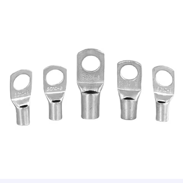 Single-Hole SC16-8 Cable Lug Terminals Copper Tin Plates SC Connector with Copper Ring Lug
